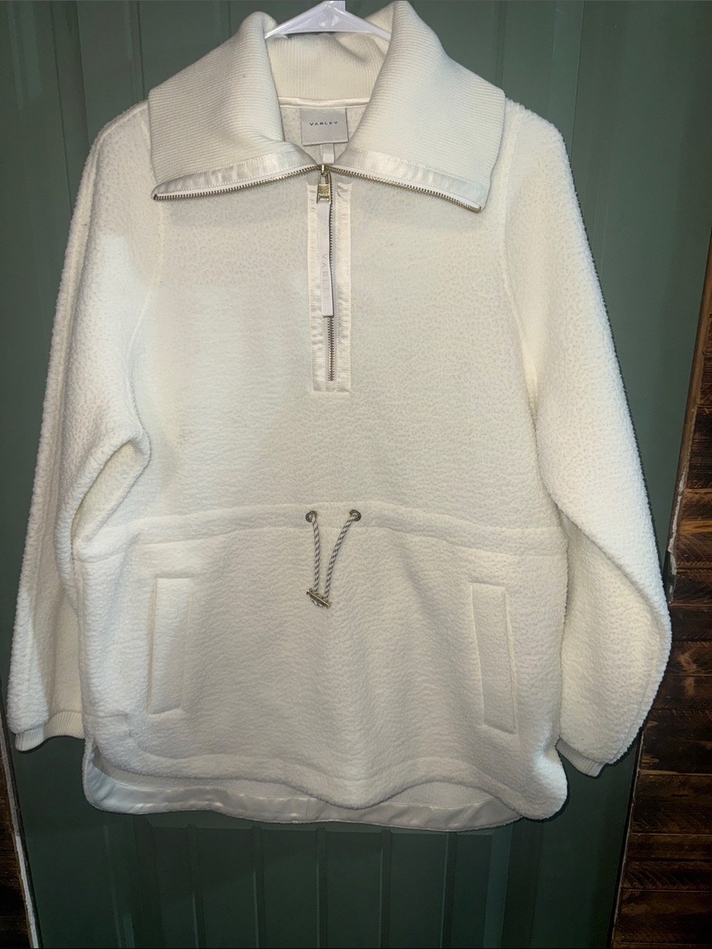 Varley Parnell Half-Zip Borg Fleece Pullover Cream Ivory Size Small